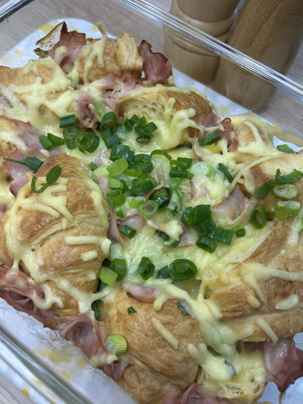 Easter Brunch Ham and Cheese Croissant Bake